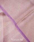 Dusty mauve Lehariya Pure Tissue Kora Silk Saree