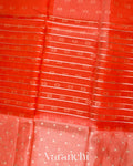 Reddish Orange Tissue Pure Kora Silk Saree 