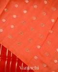 Reddish Orange Tissue Pure Kora Silk Saree 