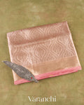 Rose Gold Heavy Brocade Pure Tissue Kora Silk Saree
