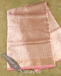 Rose Gold Heavy Brocade Pure Tissue Kora Silk Saree