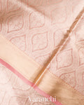 Rose Gold Heavy Brocade Pure Tissue Kora Silk Saree