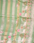 Pistachio Green Pichwai Applique Pure Tissue Kora Silk Saree