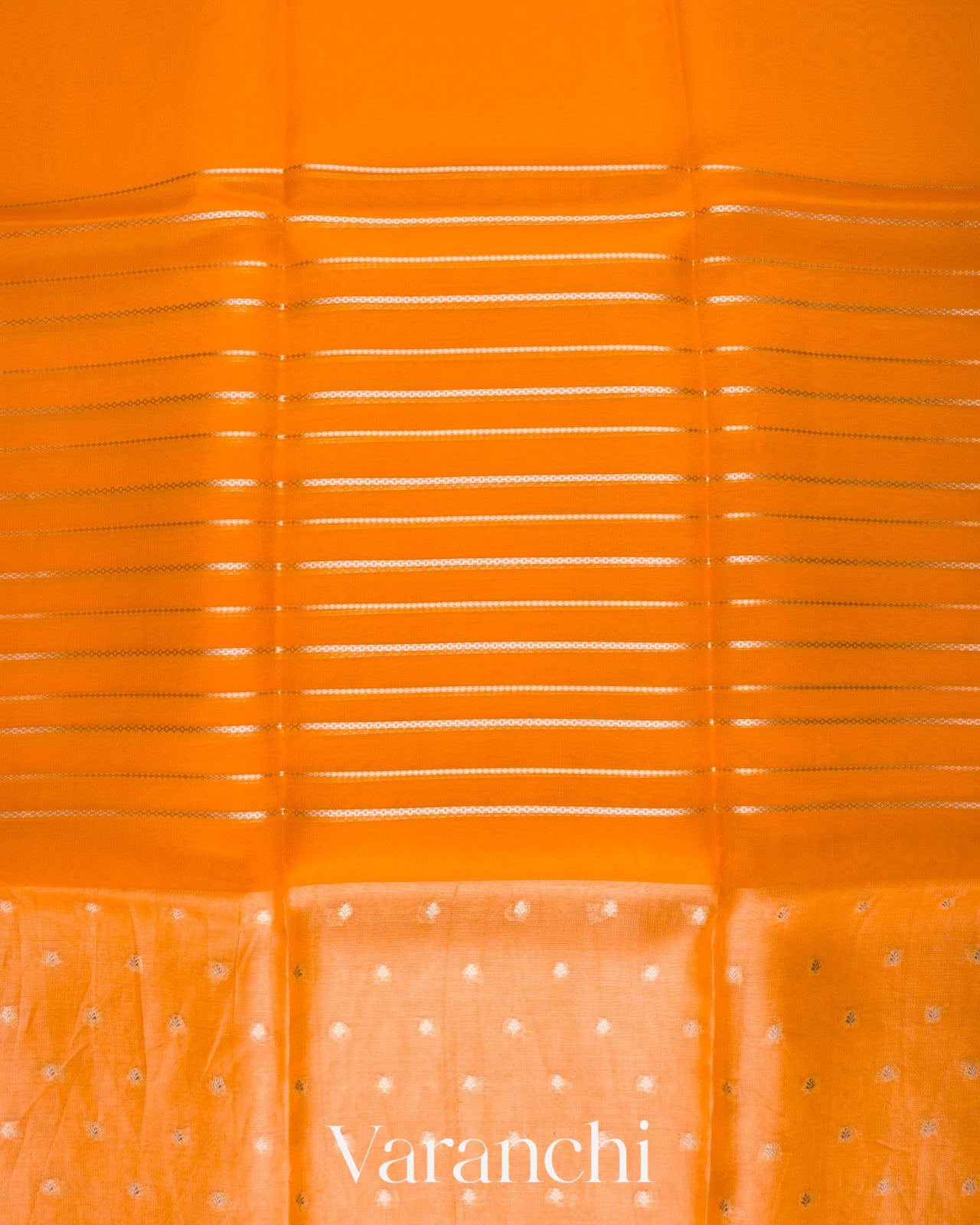 Turmeric Orange Tissue Pure Kora Silk Saree