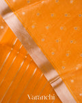 Turmeric Orange Tissue Pure Kora Silk Saree