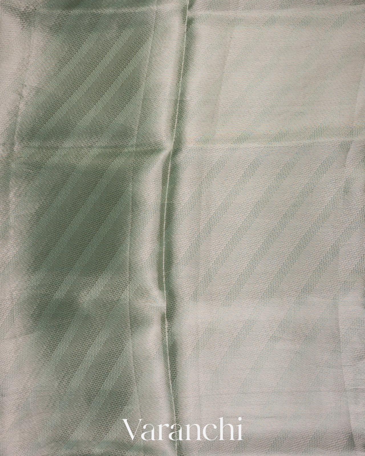 Sea green Lehariya Pure Tissue Kora Silk Saree   