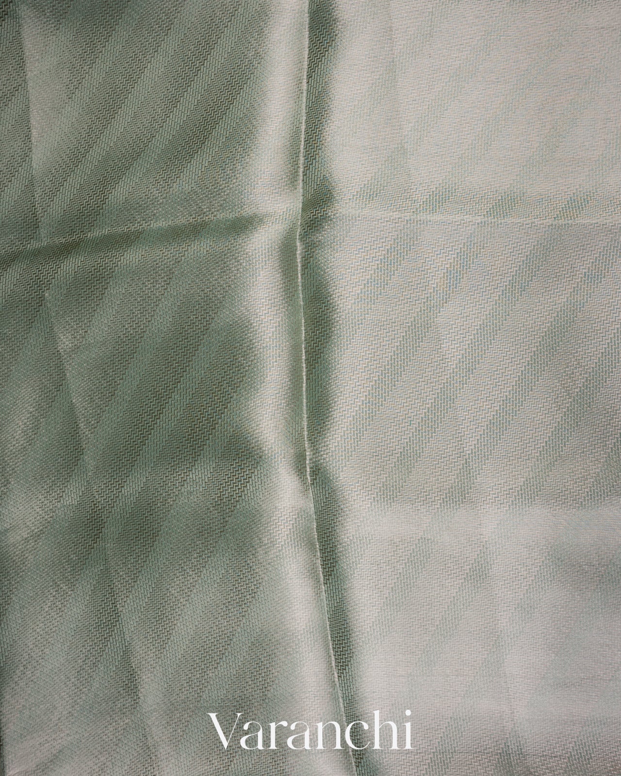 Sea green Lehariya Pure Tissue Kora Silk Saree   