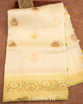 Cream Pure Kora Silk Handloom Saree