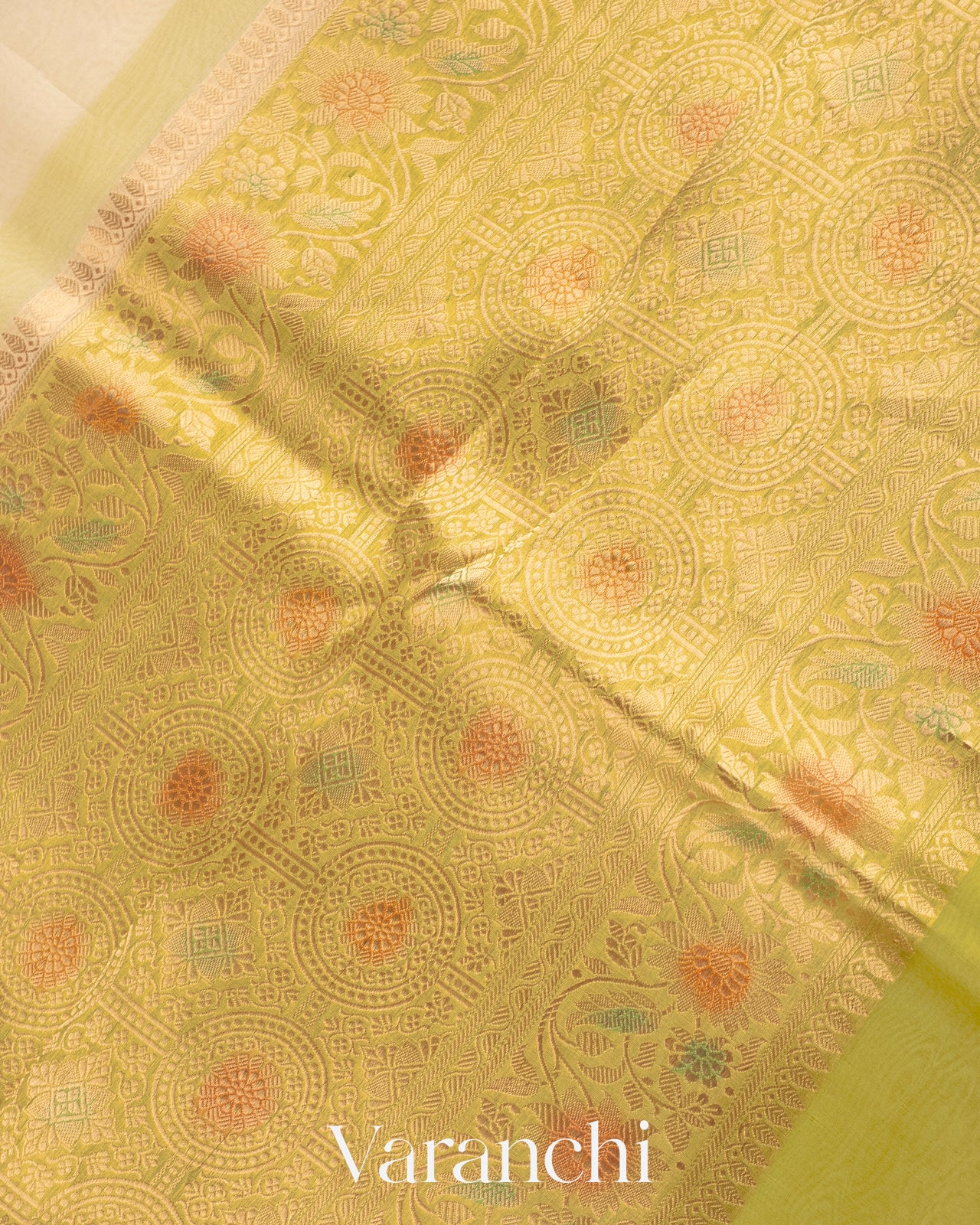 Cream Pure Kora Silk Handloom Saree