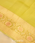 Cream Pure Kora Silk Handloom Saree
