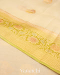 Cream Pure Kora Silk Handloom Saree