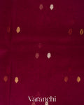 Wine Floral Embroidered Pure Kora Silk Saree