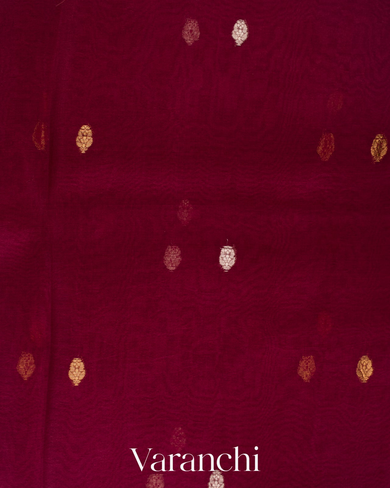 Wine Floral Embroidered Pure Kora Silk Saree