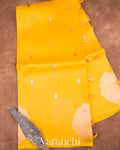 Mustard Yellow Pure Kora Silk Handloom Saree