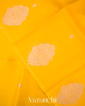 Mustard Yellow Pure Kora Silk Handloom Saree