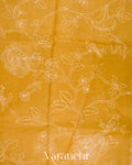 Yellow Embroidered Pure Kora Silk Saree