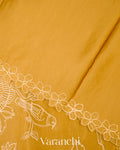 Yellow Embroidered Pure Kora Silk Saree