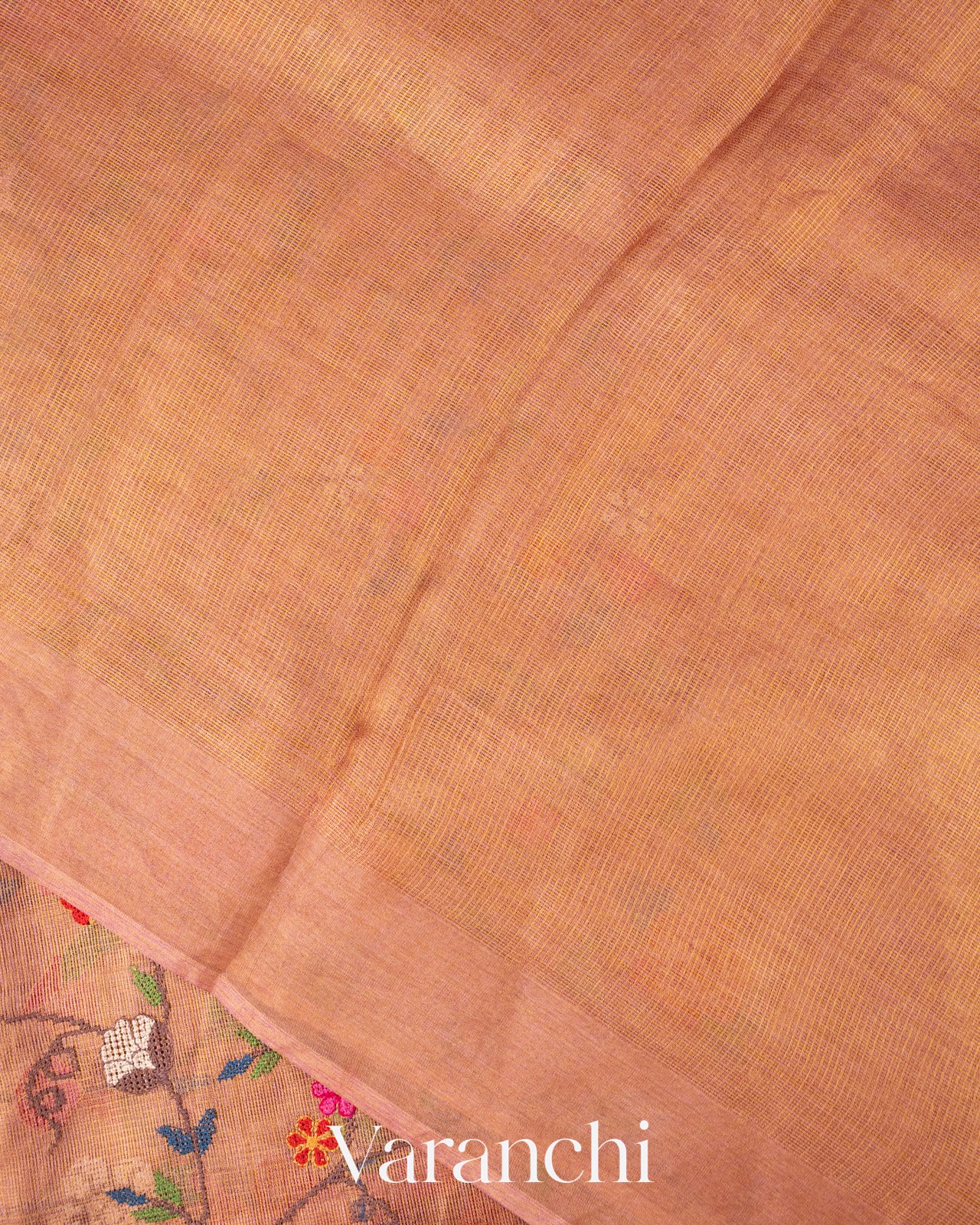 Rose Pink Embroidered Pure Tissue Kota Silk Saree