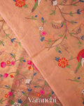 Rose Pink Embroidered Pure Tissue Kota Silk Saree