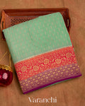 Mint Green Pure Crepe Silk Handloom Saree