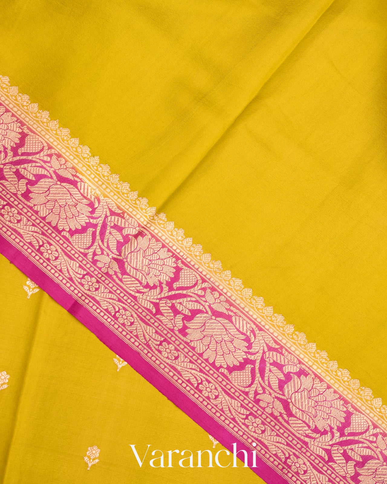 Olive Yellow Pure Katan Silk Handloom Saree