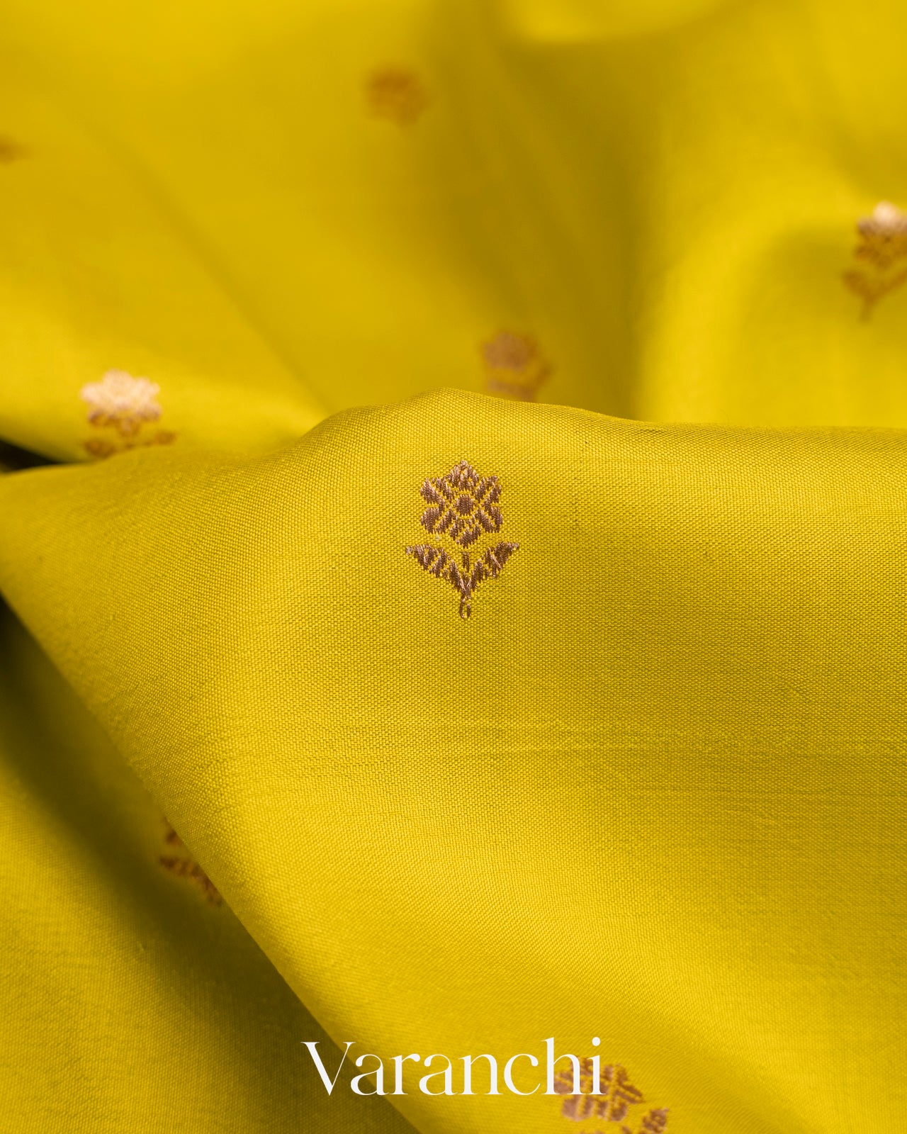 Olive Yellow Pure Katan Silk Handloom Saree