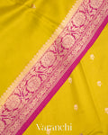 Olive Yellow Pure Katan Silk Handloom Saree