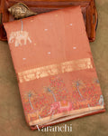 Dusty Coral Pure Moonga Silk Saree