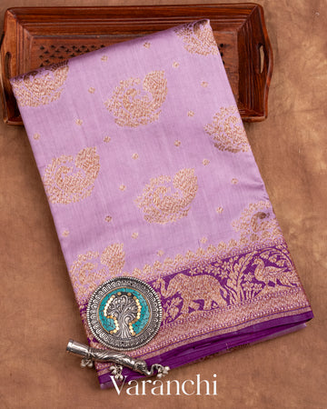 Light Purple Pure Chiniya Silk Saree