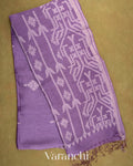 Light Violet Dhakai Jamdhani Pure Silk Linen Handloom Saree