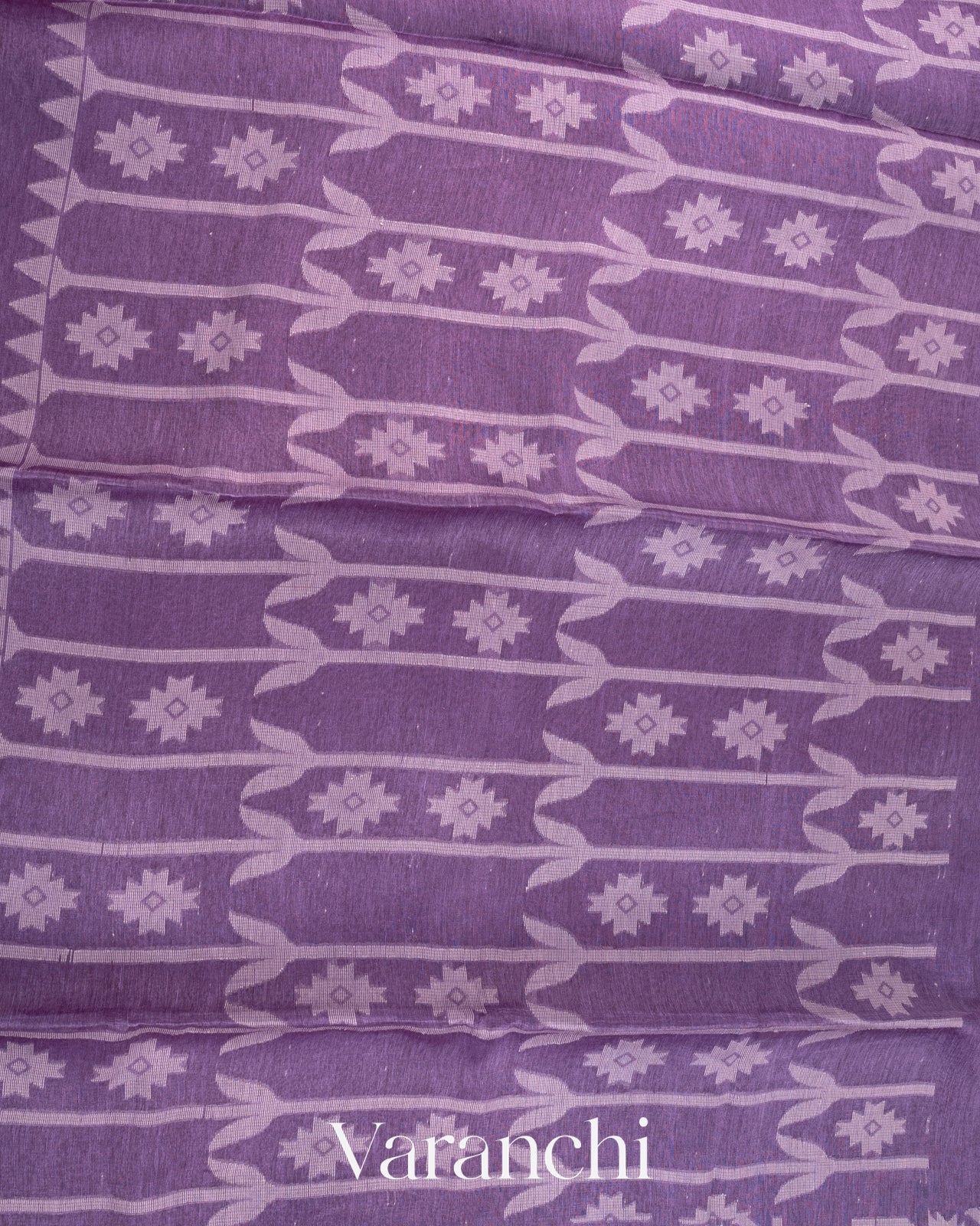 Light Violet Dhakai Jamdhani Pure Silk Linen Handloom Saree