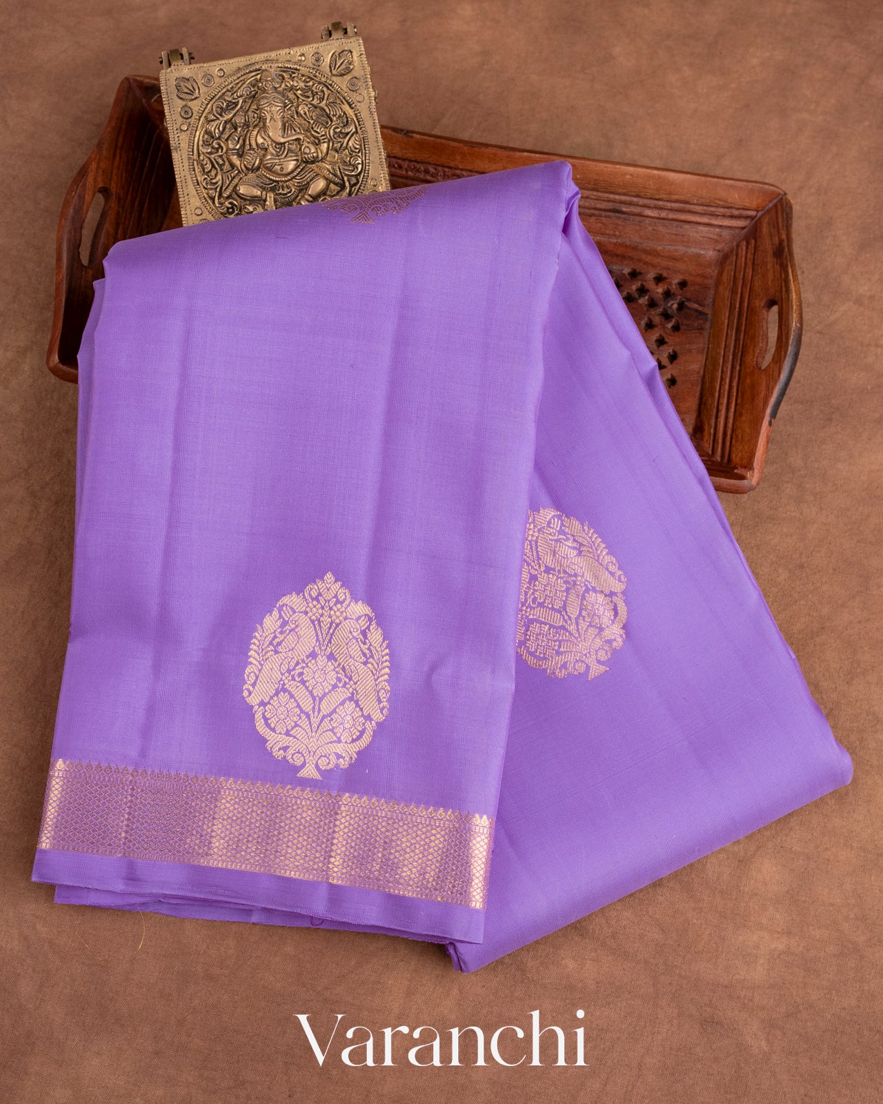 Lilac Pure Kanchipuram Silk Handloom Saree