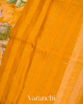Amber Yellow Digital Printed Pure Linen Kora Silk Handloom Saree