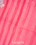 Lotus Pink Digital Printed Pure Linen Kora Silk Handloom Saree