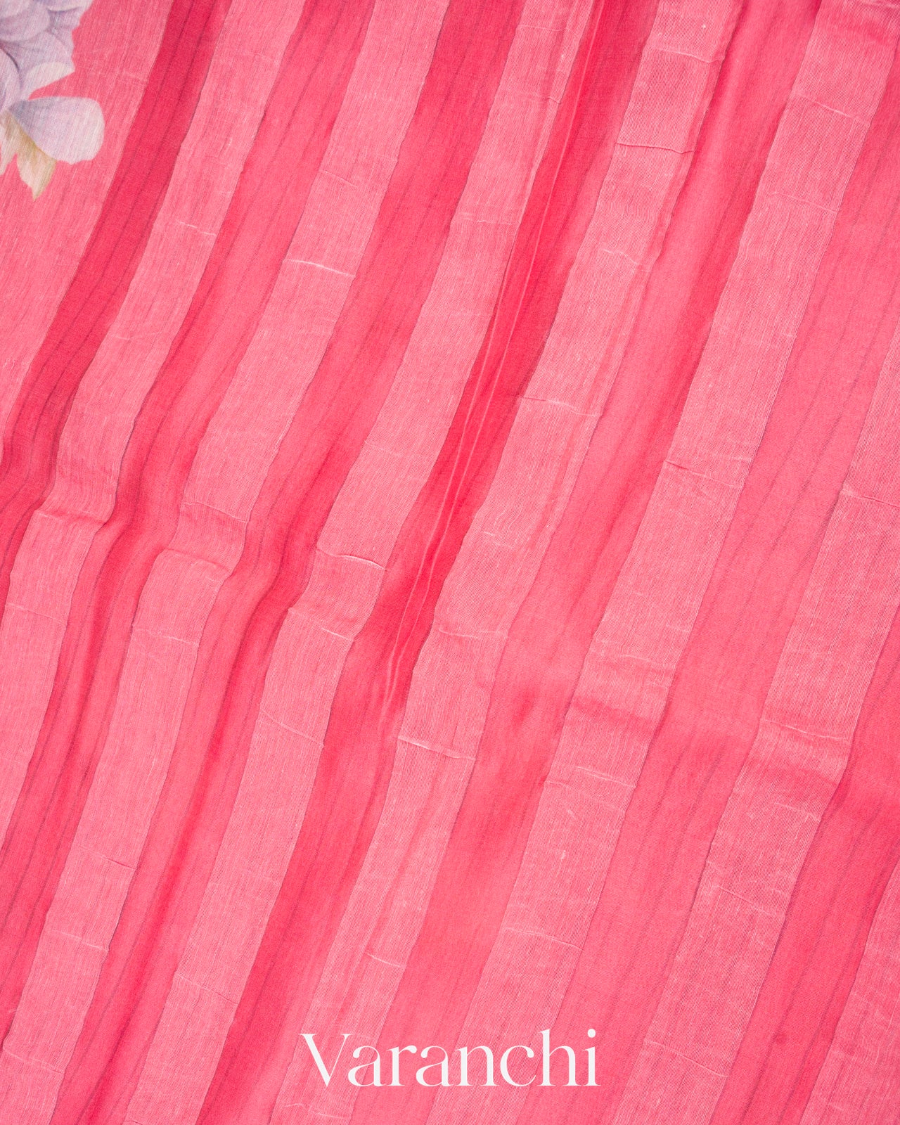 Lotus Pink Digital Printed Pure Linen Kora Silk Handloom Saree