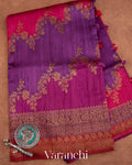 Purple Tricolour Rangkaat Pure Raw Silk Handloom Saree