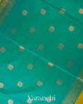 Powder Blue and Mustard Yellow Pure Maheswari Silk Cotton Tissue Handloom Saree 