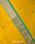Powder Blue and Mustard Yellow Pure Maheswari Silk Cotton Tissue Handloom Saree 