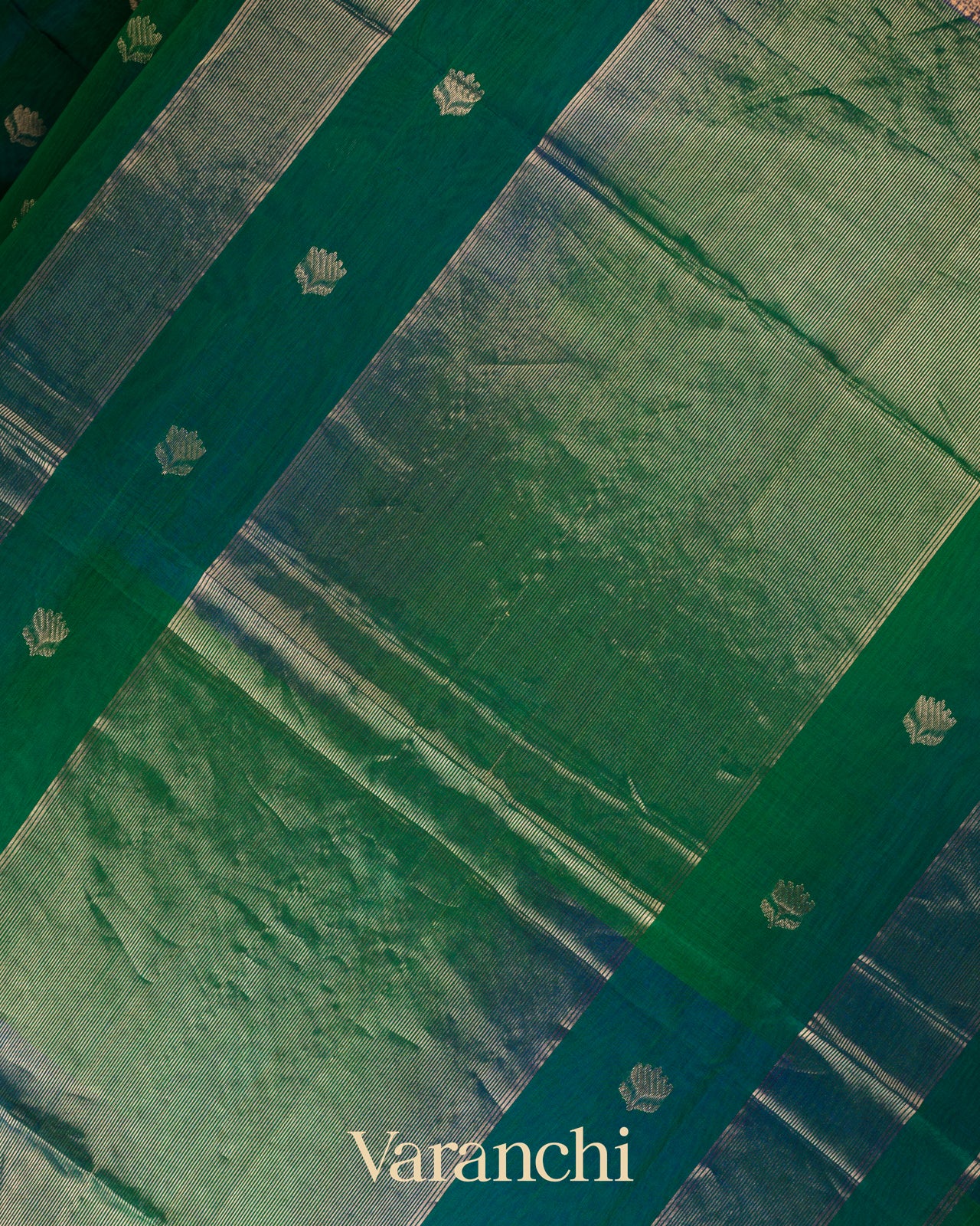 Green and Blue Ombre -Dyed Pure Maheswari Silk Cotton 