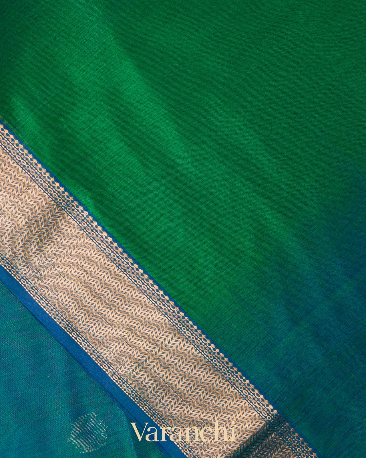 Green and Blue Ombre -Dyed Pure Maheswari Silk Cotton 
