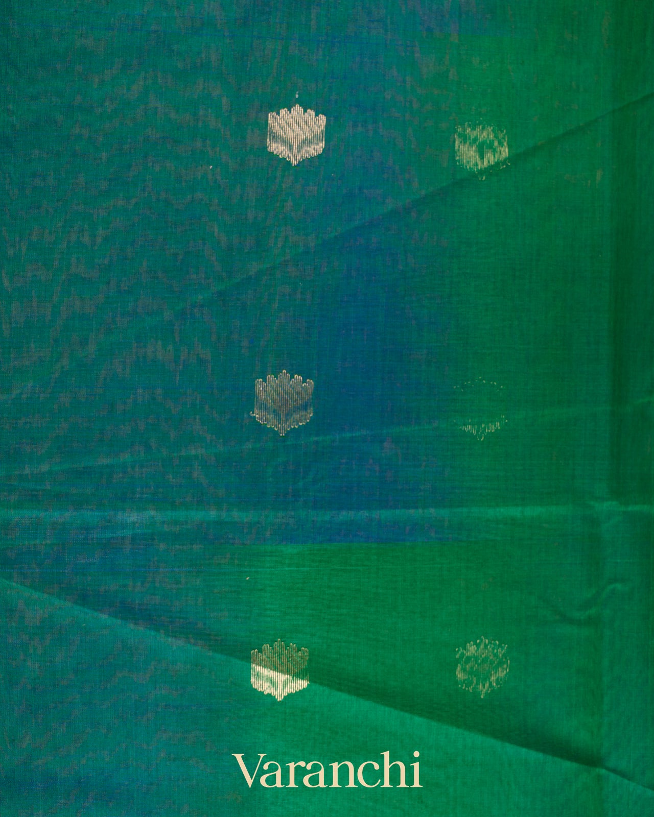 Green and Blue Ombre -Dyed Pure Maheswari Silk Cotton 