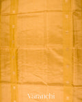 Golden Marigold Yellow Pure Maheswari Silk Cotton Tissue Handloom Saree
