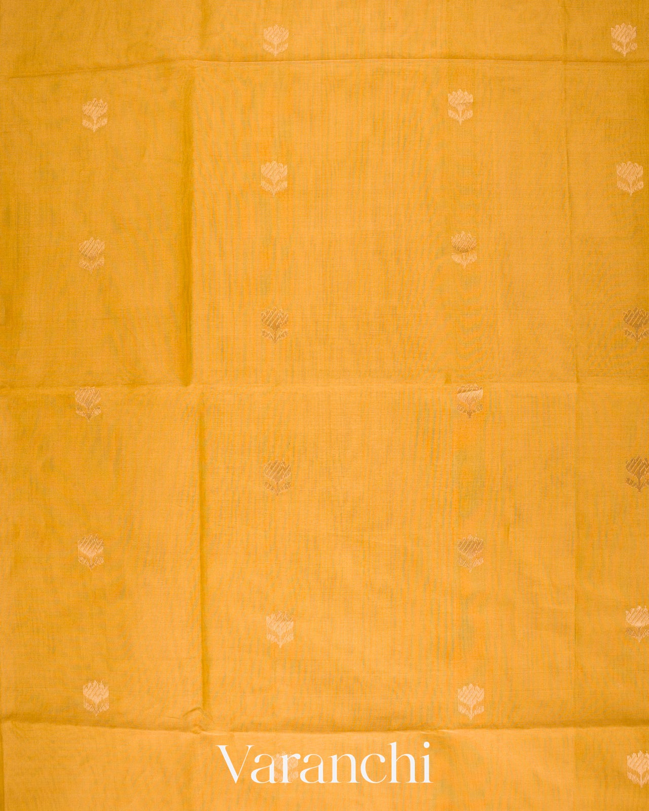 Golden Marigold Yellow Pure Maheswari Silk Cotton Tissue Handloom Saree