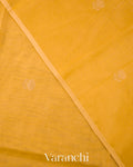 Golden Marigold Yellow Pure Maheswari Silk Cotton Tissue Handloom Saree