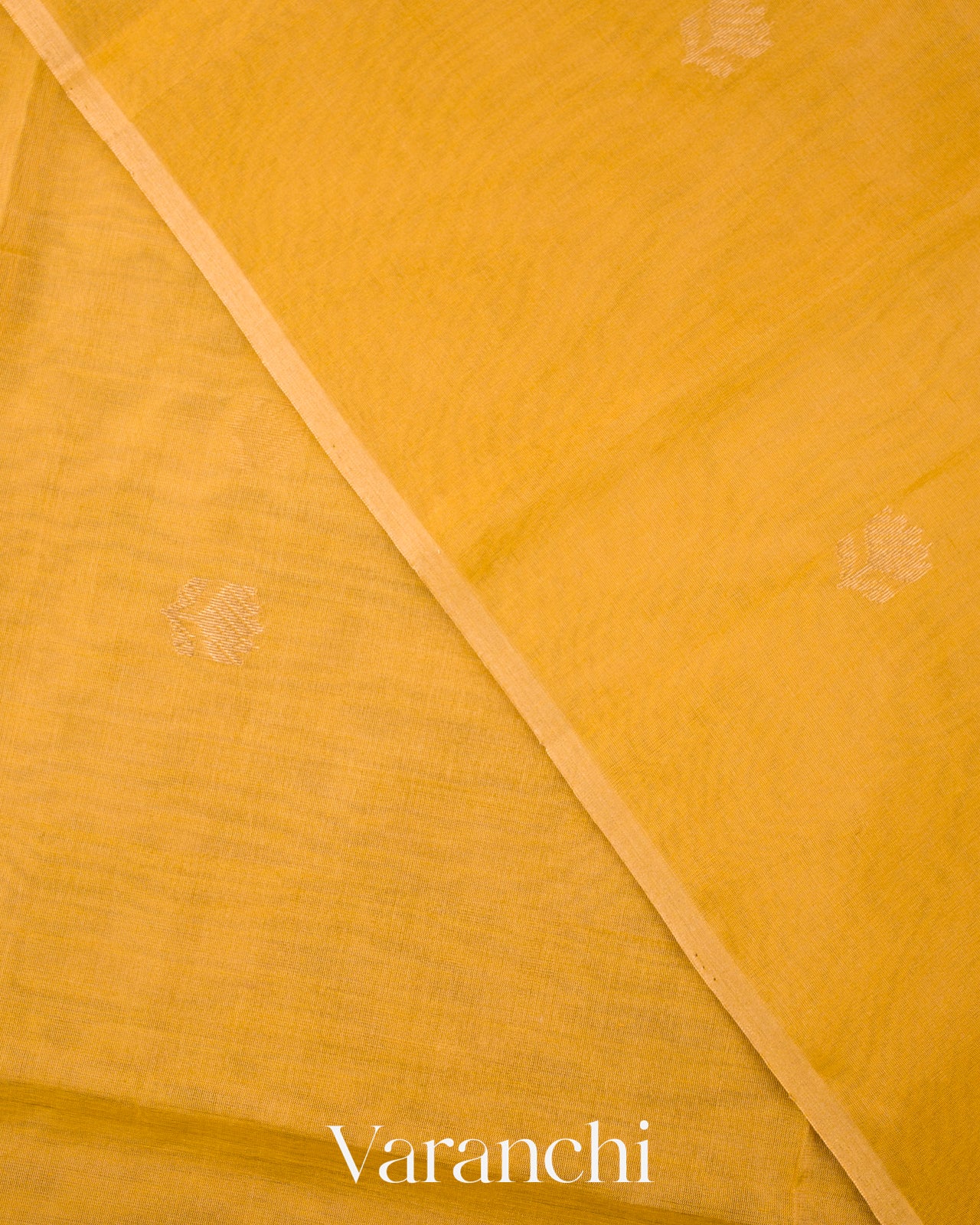 Golden Marigold Yellow Pure Maheswari Silk Cotton Tissue Handloom Saree