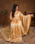 Sandalwood Yellow Embroidered Pure Mangalgiri Silk Handloom Saree