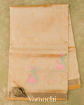 Sandalwood Yellow Embroidered Pure Mangalgiri Silk Handloom Saree