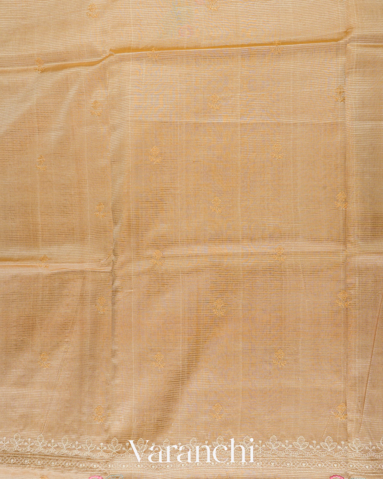 Sandalwood Yellow Embroidered Pure Mangalgiri Silk Handloom Saree