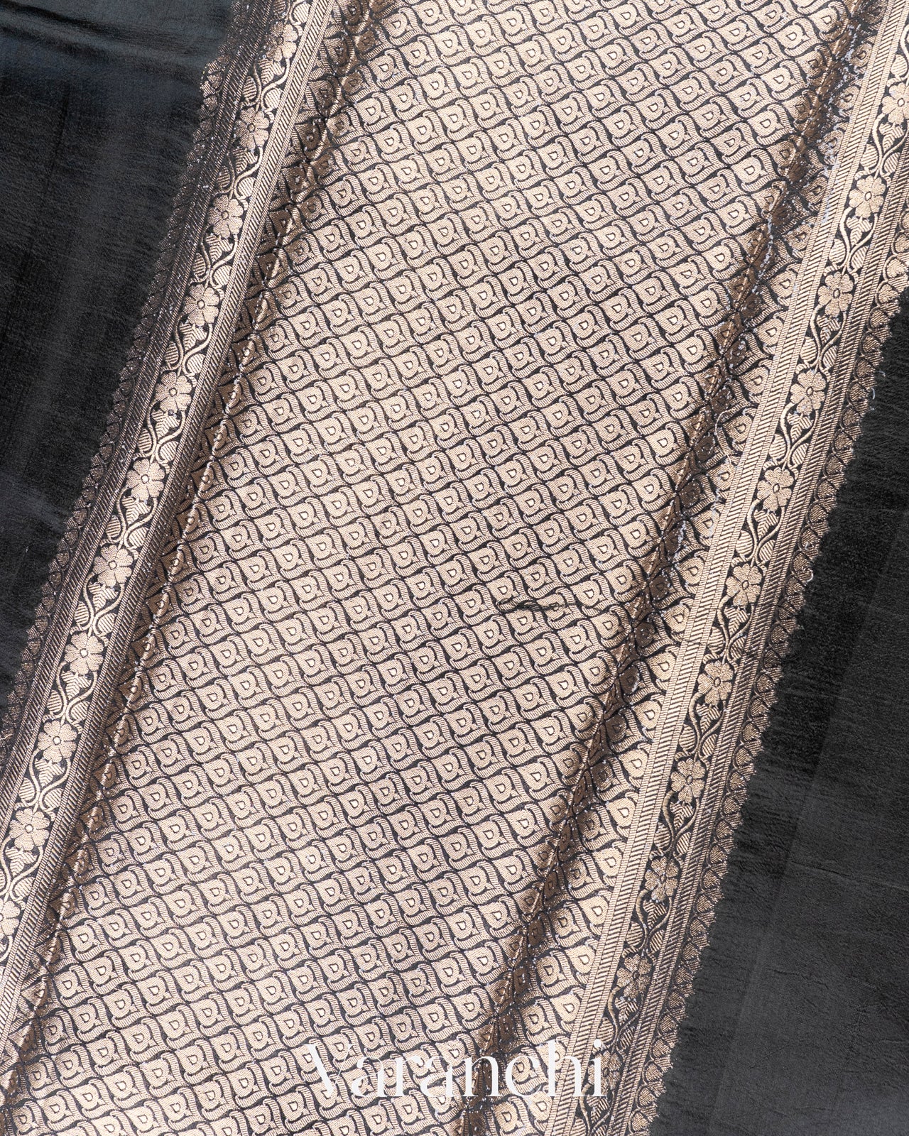 Black Pure Mango Silk Saree