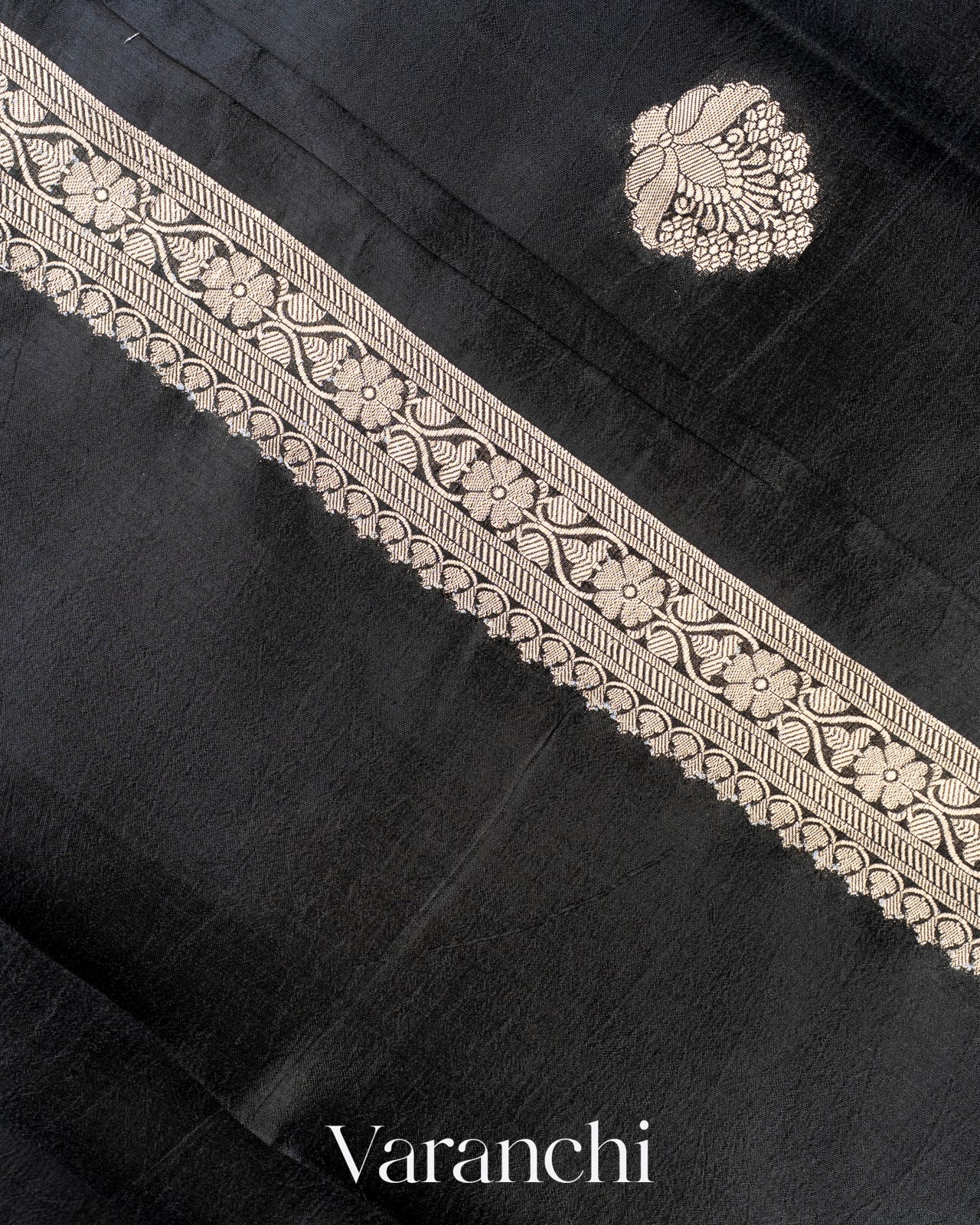 Black Pure Mango Silk Saree